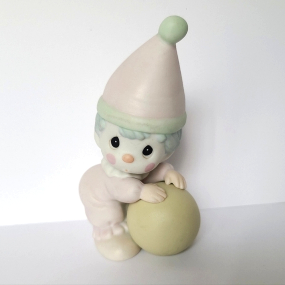 Vintage 80s Precious Moments Clown Collectible Porcelain Figurine
